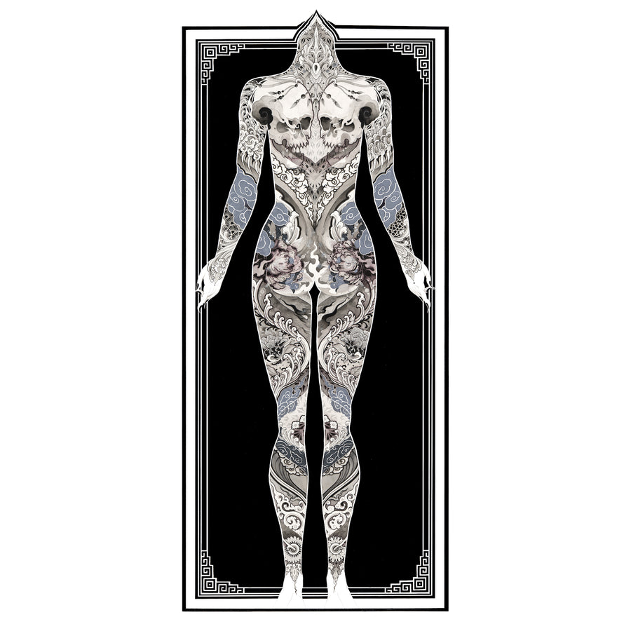 Ornamental bodysuit print by Raphcemo [18x36” on Watercolor Paper]